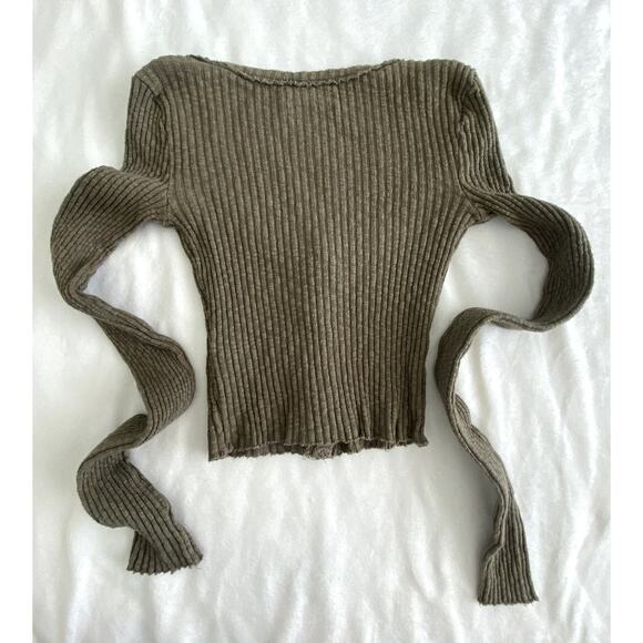 Womens Urban Outiftters Cropped Ribbed Long Sleeve Cardigan Size M - Picture 2 of 5